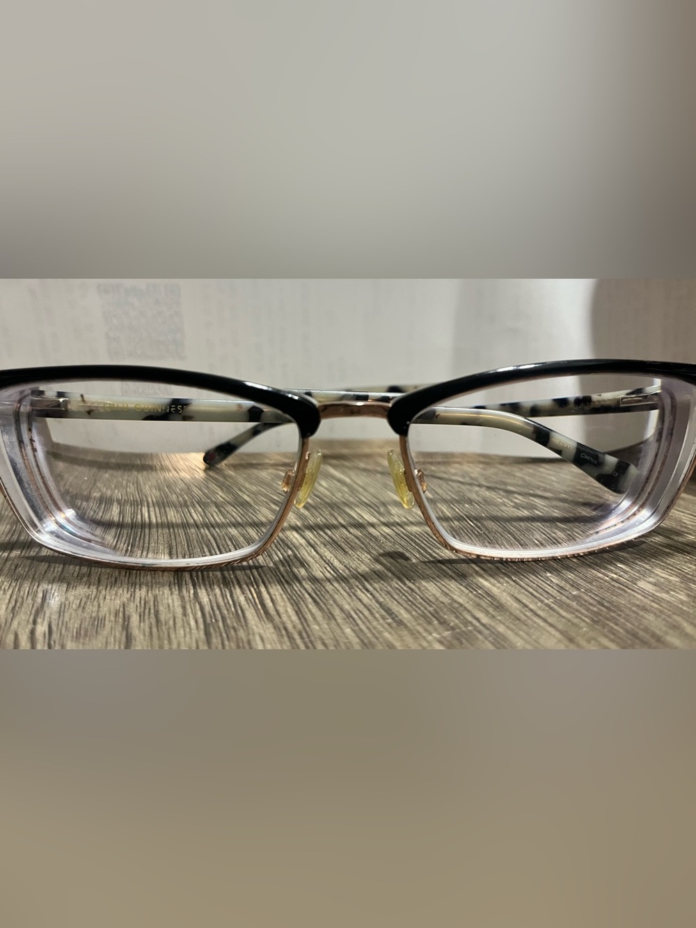 Lulu Guinness L203 brow line eyeglasses black rose gold tortoise frames